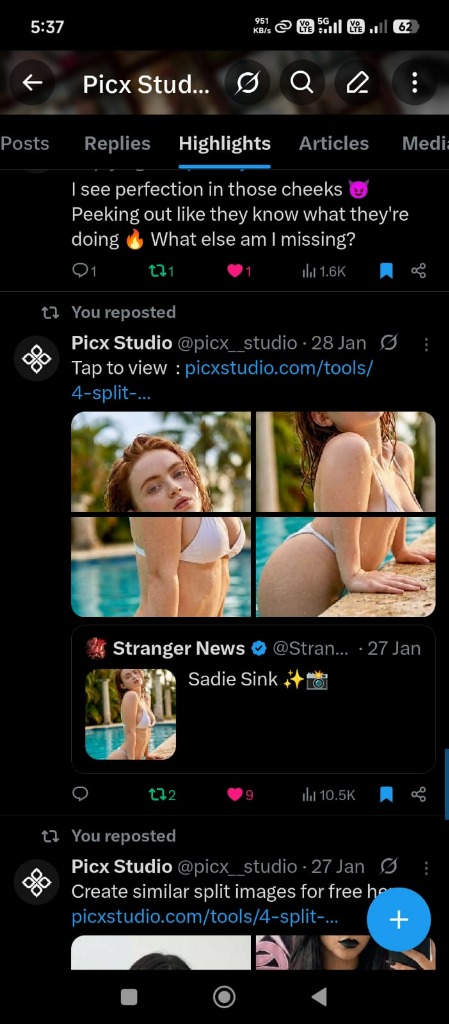 Twitter Sadie Sink 10.5K Impressions