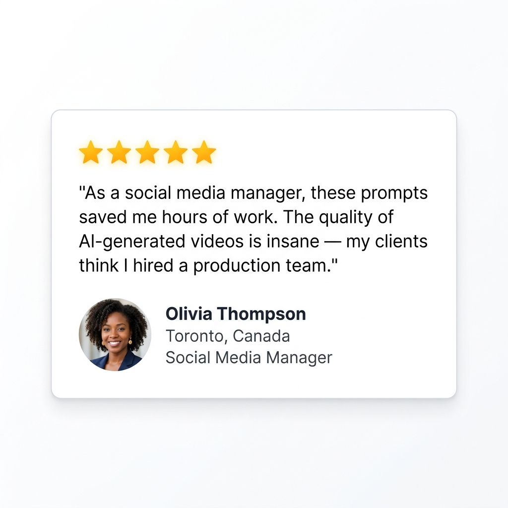 Testimonial from Olivia Thompson - Clients think she hired a production team